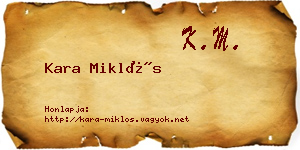 Kara Miklós névjegykártya